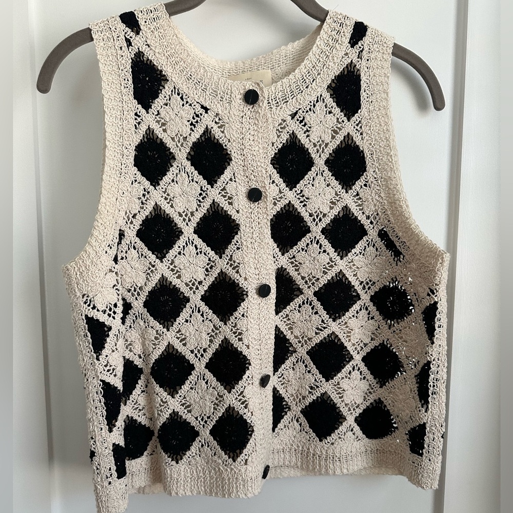 Sezane Ron Top Ecru / Black - Size M